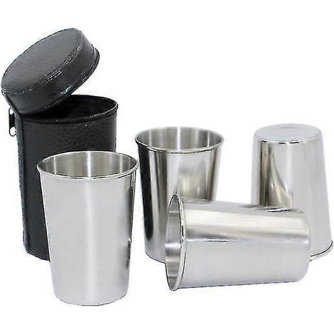 150 ml Edelstahl-Weinglas, 4er-Set, für den Außenbereich, mit Tragetasche, stapelbare Becher