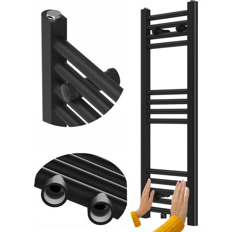 Radiateur Salle de Bain Granitan Raven 90x30cm Noir Échelle Chauffante 273W Avec Kit de Montage (1/5)