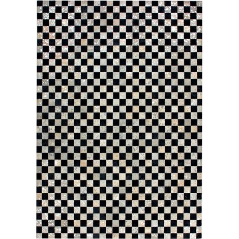 Tapis en Cuir Fait Main "Rocket" Argent & Gris 200 x 290 cm (1/4)