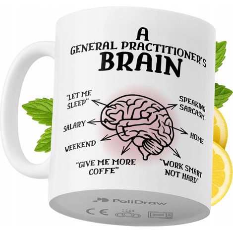Taza de café/té divertida y humorística para médicos generales. Taza con diseño gráfico y texto gracioso para cumpleaños, santos y días festivos. Taza premium para ocasiones especiales en casa, la ofi (1/5)
