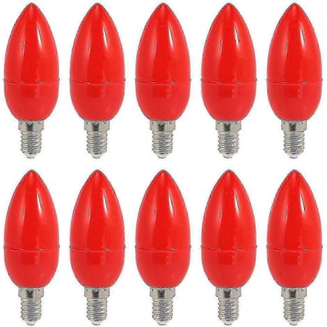 Ampoules LED E14 rouges, lot de 10, basse consommation. (1/4)