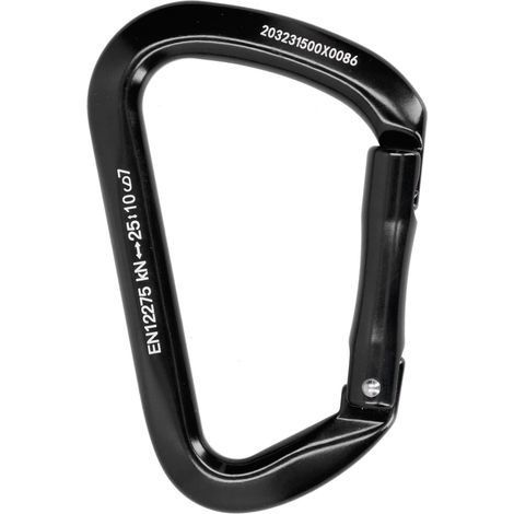 Ortviai Mousqueton D en aluminium 7075 noir 25 kN – XD-8121D – pour escalade, spéléologie et alpinisme (1/3)