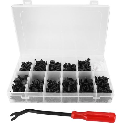 350 boucles de voiture, fixations automobiles assorties, clips pare-chocs avec tournevis