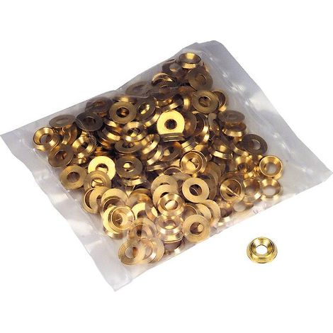 Rondelles cuvettes embouties laiton poli pour vis Ø4mm diamètres extérieurs haut 9,5mm et bas 13mm sachet de 100 p