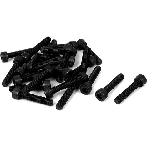 M6 x 30mm Vollgewinde Kohlenstoffstahl Innensechskantkopfschrauben Schrauben Schwarz 25 Stck