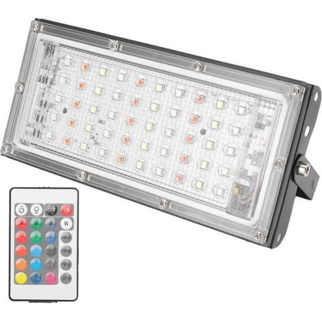 Projecteur RVB - - 50W - Étanche IP66 - Haute luminosité - Télécommande incluse