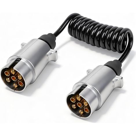 2M Rallonge Remorque 7 Broches Male a Male Cable Faisceau Remorque 7 pole avec Prise Métal 7 Broche - 12V/24V Universel (1/5)