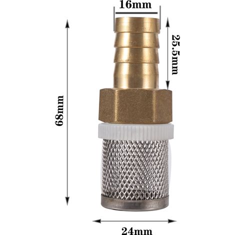 Filtre en maille d'acier inoxydable (16 mm) pour pompe d'irrigation de jardin, protection pour tuyau d'arrosage, filtre en laiton pour le nettoyage de l'eau (1/5)