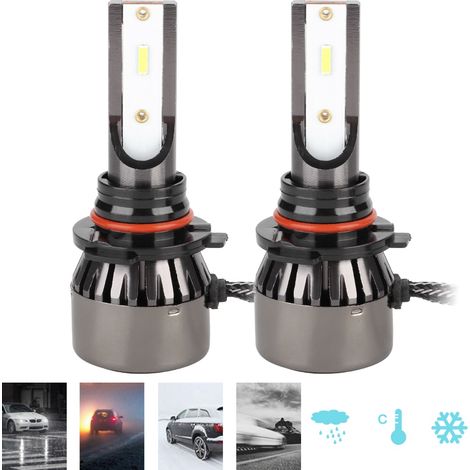 2 x 60W 9005 H10 HB3 LED-Autolampen, Kaltweiß, Fernlicht, Integrierte Fernlichtlampe, Leistungsstarke Beleuchtung (1/5)