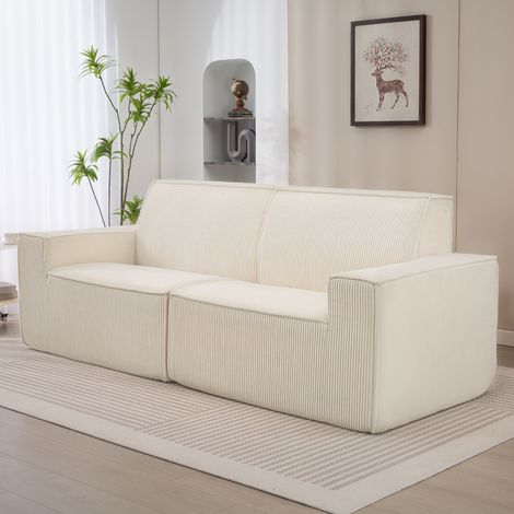 Dreisitzer-Cordsofa, 230 cm, modernes Sofa, keine Montage erforderlich, beige