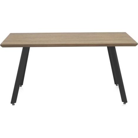 Table à manger - JUANIO - JUANIO - Bois de frêne naturel - Pieds métal noir - 160 x 90 x 75 cm (1/4)