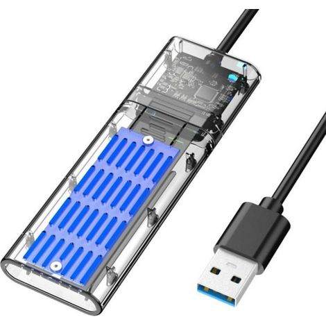 Adaptateur Langgg M.2 vers USB 3.0 SSD, lecteur de disque dur, boîtier convertisseur M.2 SATA vers USB, boîtier pour disque dur/SSD bleu
