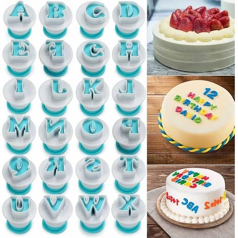 Ensemble de moules à gâteaux en forme de lettres et de chiffres, 36 pièces, comprenant un tampon pour décorer la pâte à sucre, les biscuits et autres gourmandises. (1/5)