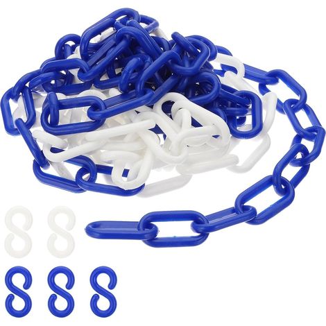 Maillons chaîne plastique, Chaînes sécurité 10 pieds, Chaînes plastique bleu/blanc pour barrières, contrôle foule, files d'attente, parkings, portails, concerts et décoration (1/5)