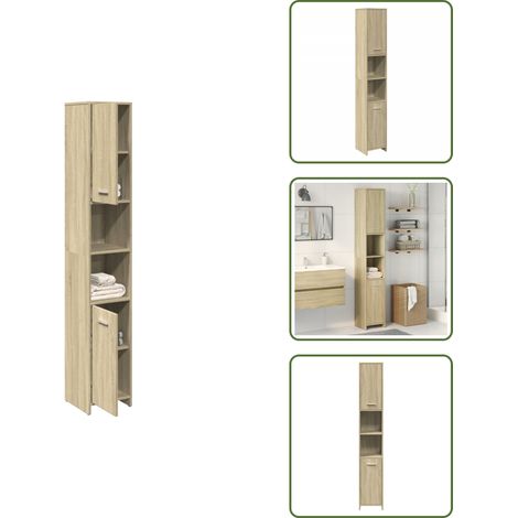 Badezimmerschrank Sonoma-Eiche 30x30x183,5 cm Holzwerkstoff - Badschrank - Badschränke - Badezimmerschrank - Badezimmermöbel (1/5)