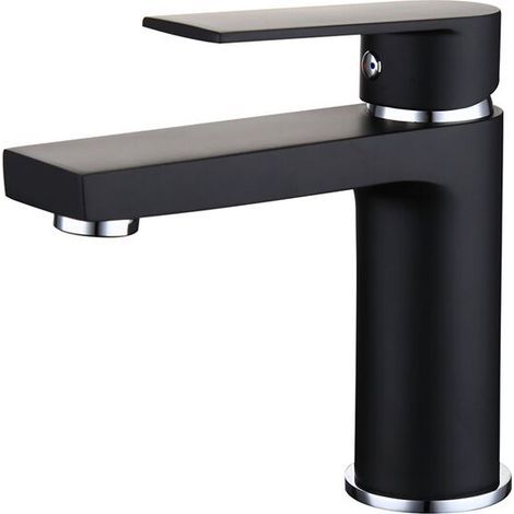 Robinet Salle de Bains Noir Mitigeur Lavabo en Laiton Robinet de Lavabo Moderne (1/5)