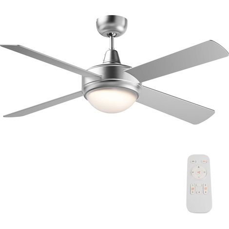 Wiltec Ventilatore da soffitto Ø 130 cm con 4 pale, lampadario ventilatore con 3 velocità, telecomando, timer, modalità estiva e invernale, 65 W