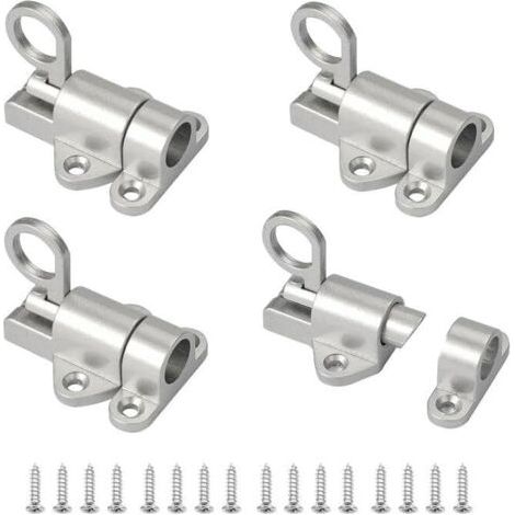 Lot de 4 verrous à ressort automatiques avec vis de verrouillage à ressort pour portes en bois, fenêtres, portes d'armoire (1/5)