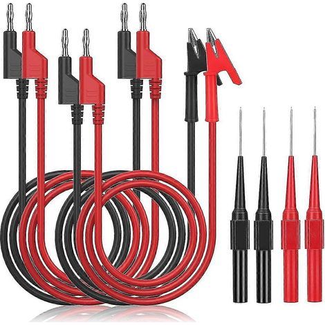 Multimeter-Messleitung mit Bananenstecker und Krokodilklemme, 4 Messstifte (1/5)