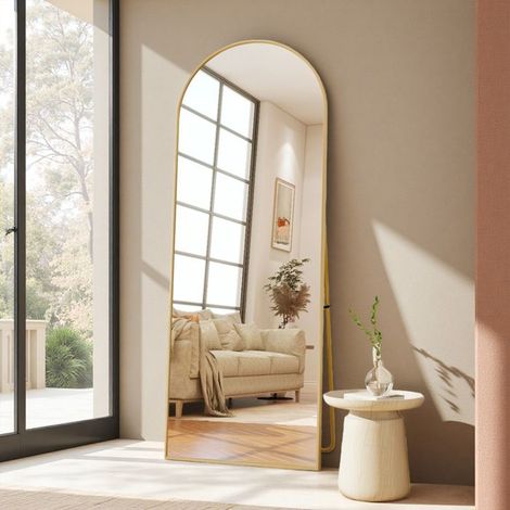 Specchio da terra POCKETPOP 164 x 54 cm – Cornice in alluminio dorato, vetro temperato, stile contemporaneo (1/5)
