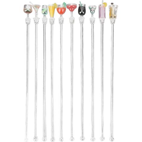 Agitateur À Boisson - Tige En Acrylique Transparente - Pour Cocktails Et Apéritifs - Lot De 10 Pièces (1/5)