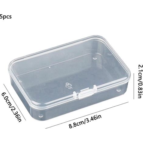 Set mit 5 quadratischen, durchsichtigen Aufbewahrungsboxen aus Kunststoff mit Deckel zur Aufbewahrung kleiner Gegenstände (8,8 x 6 cm) (1/4)