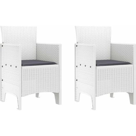 Chaise de jardin 2 lot de 2 Chaises d'extérieur Blanc 53 x 49 x 85 cm Polypropylène (1/5)