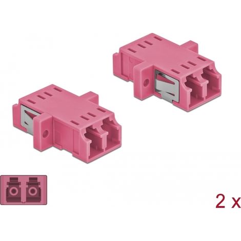 Delock Acoplador de Fibra Ãptica LC Duplex hembra a LC Duplex hembra Multimodo 2 piezas violeta