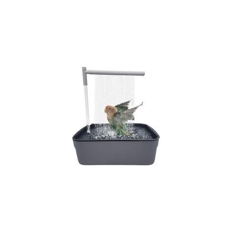 Baignoire automatique à eau courante pour oiseaux (perroquet gris du Gabon, cacatoès, furet) – grand modèle – couleur noire (1/4)