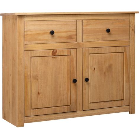 Commode 2 portes 2 tiroirs pin massif clair Iris (1/5)