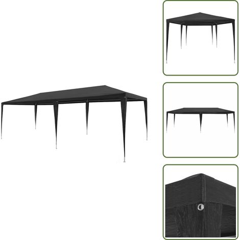 The Living Store Tenda per Feste 3x6 m in PE Antracite - Gazebo da giardino