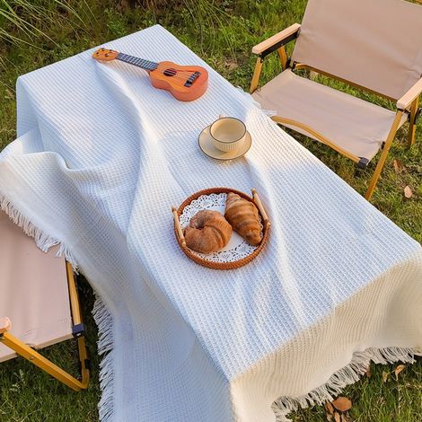 Blanc 130x180cm Nappes d'extérieur, tapis de tente de camping, tapis de pique-nique, couvertures de camping, nappes pour stands, sets de table basse (1/5)