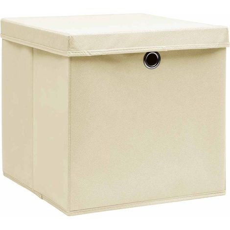 Maison Exclusive - Contenitori con Coperc4 pz 28x28x28 cm Crema (1/5)