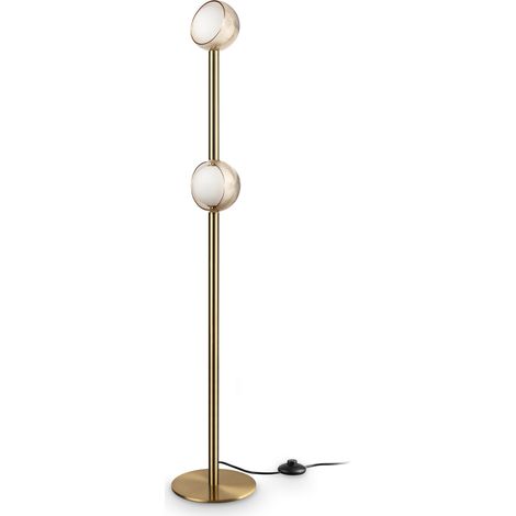 Ideal Lux Lampada da terra Bloom 2 luci LED integrato ottone vetro alluminio (1/2)