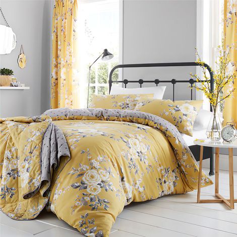 Catherine Lansfield Canterbury Easy Care Bedspread Ochre, 220x230cm (1/5)