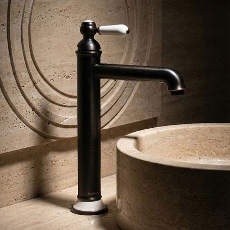 PaulGurkes Robinet de lavabo Long pour vasque Nostalgie Antique Noir