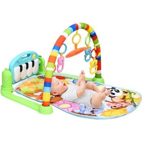 HSTURYZ Tapis d'éveil pour bébé, 4 en 1 bébé piano jouer gym tapis la musique et lumières cadeau pour les nouveau-nés, vert (1/4)