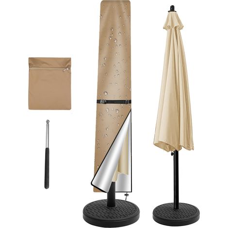Funda impermeable para sombrilla de 2,5 a 3,3 m, cubierta protectora para patio y exterior, con varilla y cremallera (1/5)