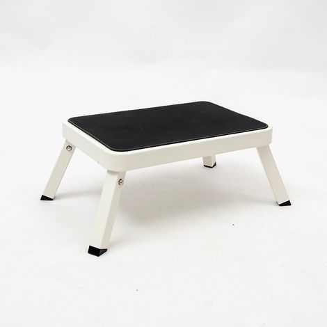 Escabeau Escabeau pliant, acier, avec patin antidérapant, capacité de charge 150 kg, dimensions déplié 28 x 46 x 18 cm, blanc (1/5)