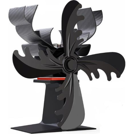 Ventilateur de cheminée à 4 feuilles, sans électricité, avec thermomètre, fonctionnement silencieux, sans électricité, pour tuyaux de poêle, poêles à bois, cheminées (1/5)