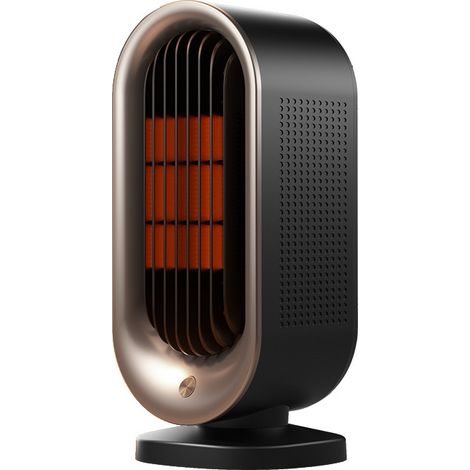 Chauffage soufflant PTC 1200W, mini radiateur électrique compact sur table, 2 niveaux de réglage, silencieux ≤36dB, protection surchauffe & basculement, chauffage rapide pour bureau,220V-NOIR (1/5)