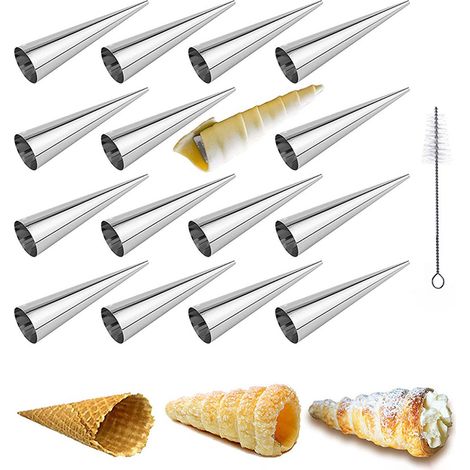 Molde Crujiente Para Helados MINKUROW, Herramienta Para Hacer Pasteles, Rizador Cónico, Croissant, Herramienta Para Pan, Acero Inoxidable Azul, Tamaño 430 (1/5)