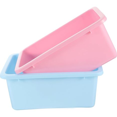 2 pièces de boîtes de rangement en plastique rectangulaires, bacs multifonctionnels pour jouets et boîtes d'organisation pour bureau et salle de classe, rangement simple et élégant (1/5)