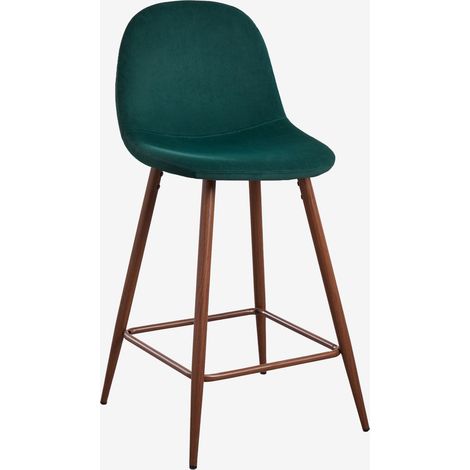 Pack de 2 taburetes altos en terciopelo Glamm SKLUM        Verde Jungla Madera Oscura    