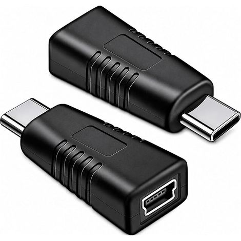 Convertisseur USB-C mâle vers mini-USB femelle, mini-USB vers USB-C, USB-C mâle vers mini-USB femelle, pour la charge et le transfert de données, compatible avec appareils photo, GPS, MP3 (1/5)