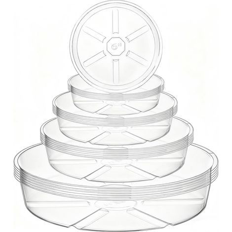 Lot de 24 soucoupes Transparentes en Plastique pour Plantes d'intérieur et d'extérieur, 15,5 cm, 20,5 cm, 25,5cm, 30,5 cm, 4 Tailles (1/5)