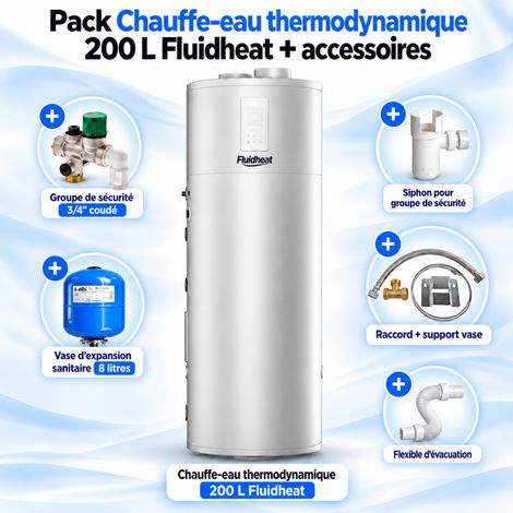 Pack Chauffe-eau thermodynamique 200 L Fluidheat + accessoires (1/5)