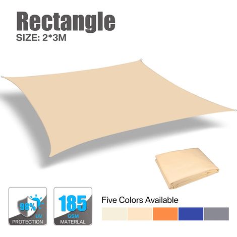 (Jaune clair 3x2M) Grand auvent imperméable, filet d'ombrage extérieur pour jardins, terrasses et piscines (1/5)