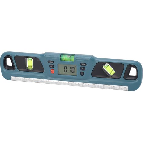 Niveau numérique multifonction haute précision avec écran LCD, rapporteur et inclinomètre numérique, coloris cyan. (1/5)