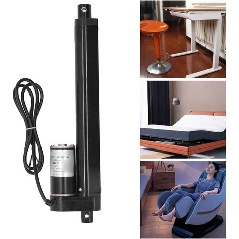 Elektrischer Stellantrieb JS-TGZ-U1 1000 N, Metallgetriebe, 200 mm 24 V schwarzer Stellantriebsmotor, Stellantrieb für Massagesessel, Stellantrieb + Fernbedienung (1/5)